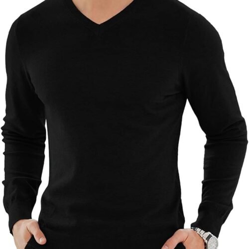 Men's Casual Slim Fit V-Neck Pullover Long Sleeve Knitted Pullover Sweaters