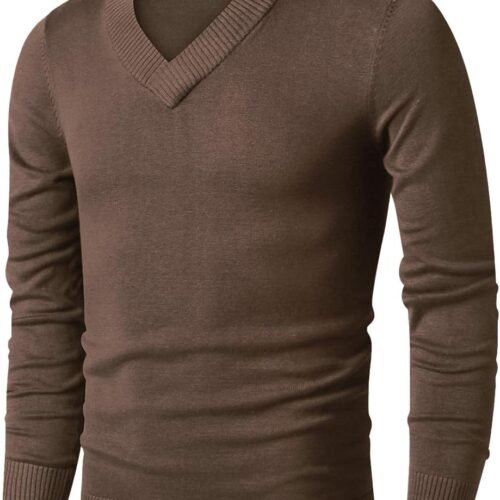Sweaters for Men, Mens V Neck Sweater Slim Fit Comfortably Knitted Long Sleeve Casual Business Pullover Dress Sweater