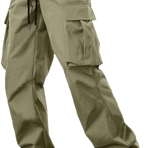 Men's Casual Cargo Pants Workout Joggers Stretch Sweatpants Hiking Drawstring Tactical Pants with Multi Pockets
