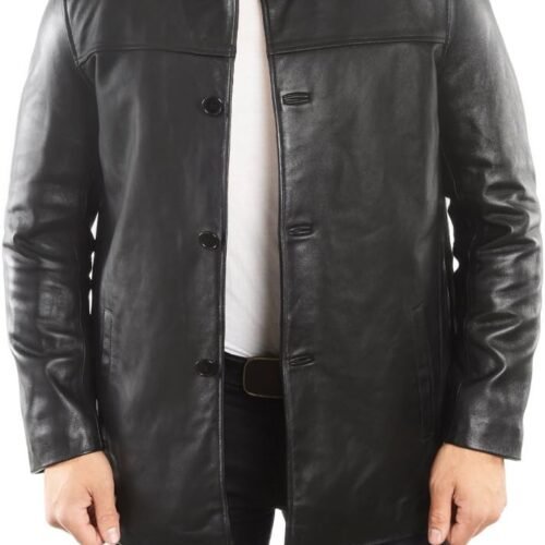 Men's Jacket Genuine Lambskin Leather Four Button Car Coat