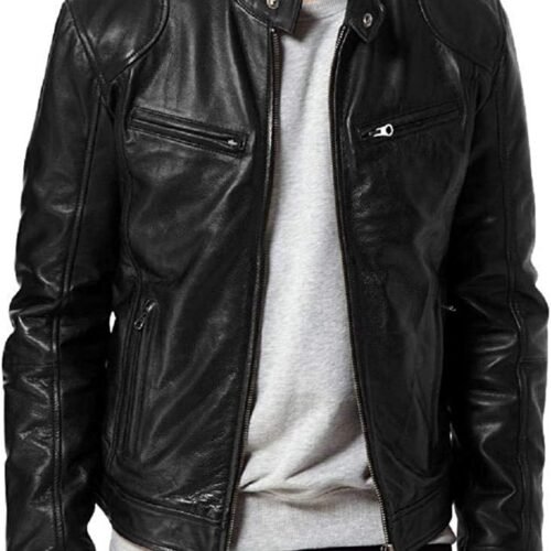 Men's  Genuine Lambskin Leather Biker Jacket