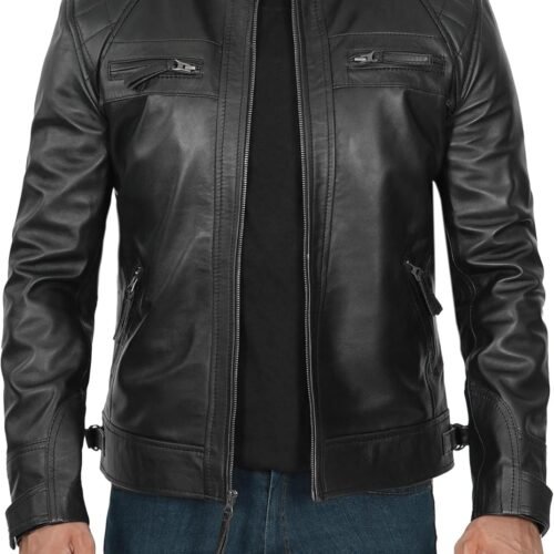 Real Leather Jacket Men - Motorcycle Black and Brown Leather Jacket
