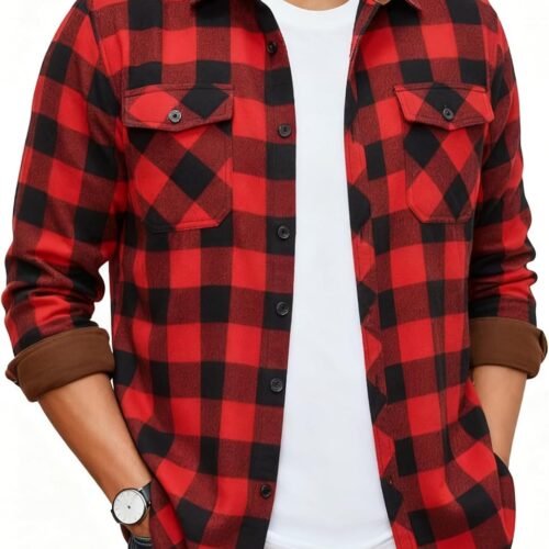 Mens Flannel Shirt Long Sleeve Soft Smooth Plaid Shirts Casual Button Down with Pocket Regular Fit Tops
