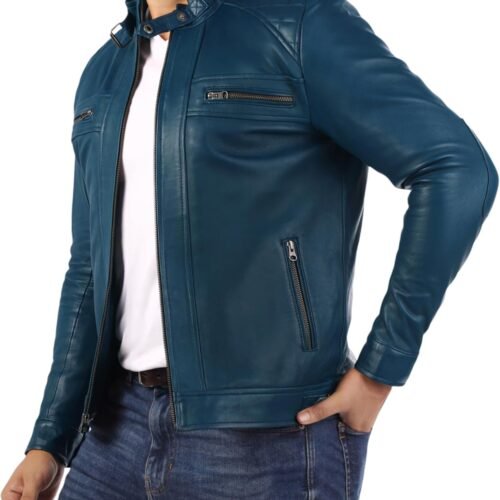 Diamond Style Lambskin Leather Jacket Men - Premium Leather  Vintage Look Motorcycle Jacket Men