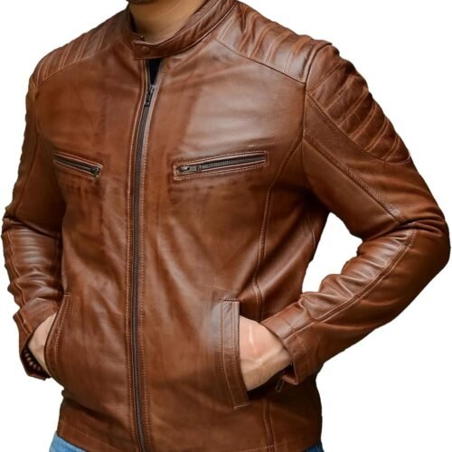 Timeless Classic Leather Jacket Men - Biker Style Real Lambskin  Vintage Look Motorcycle Jackets for Men
