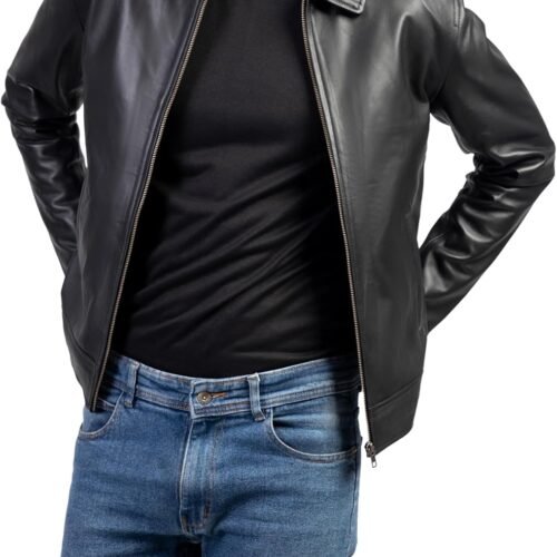 Collar Premium Leather Jacket Men - Old School Classic Style Everyday Wear Real Lambskin Mens Leather Jacket
